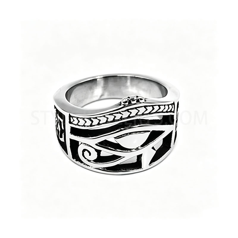 Open\u2011Work Eye Symbol Ancient Egyptian Hieroglyph 316L Stainless Steel Wide...