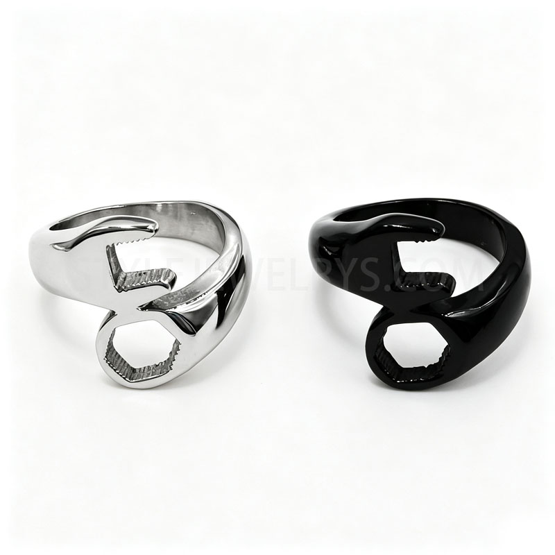 3D Wrench Tool Shaped 316L Stainless Steel Unisex Statement Ring SWR1008