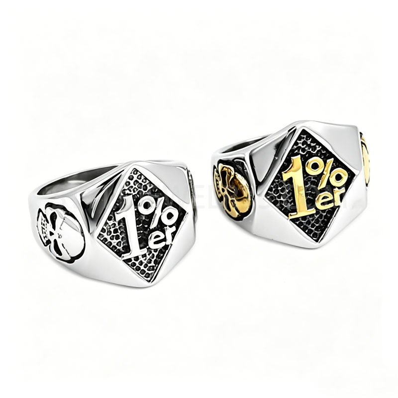 One Percent Biker Ring Stainless Steel Ring Biker Skull Ring