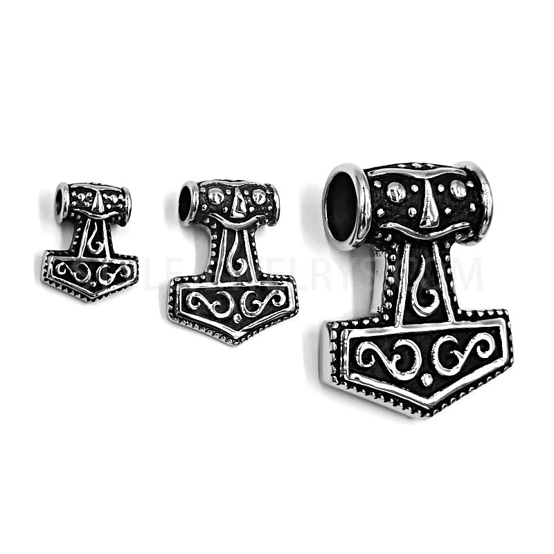 Stainless Steel Hammer Pattern Spacer Bead Antique Carved Jewelry Pendant