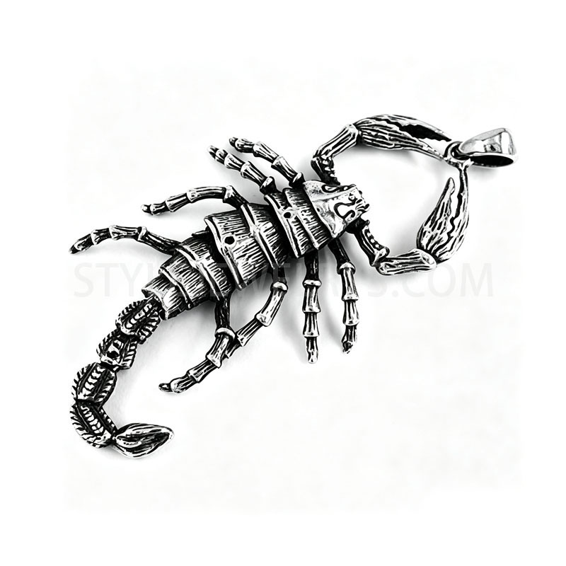 Antique Oxidized Scorpion Shaped Pendant, 316L Stainless Steel 3D Textured Insect Charm