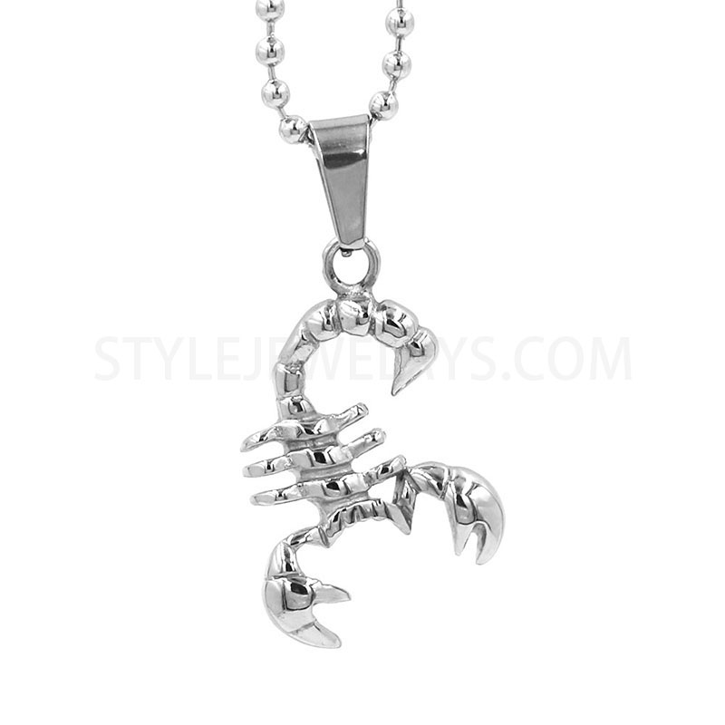 Polished Stainless Steel 3D Scorpion Pendant, Realistic Animal\u2011Style Men\u2019s Necklace Charm SWP0650